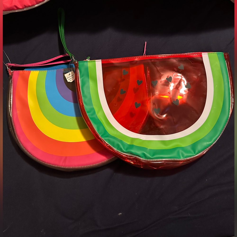 Large Colorful Rainbow and Watermelon Clear Clutch Set New